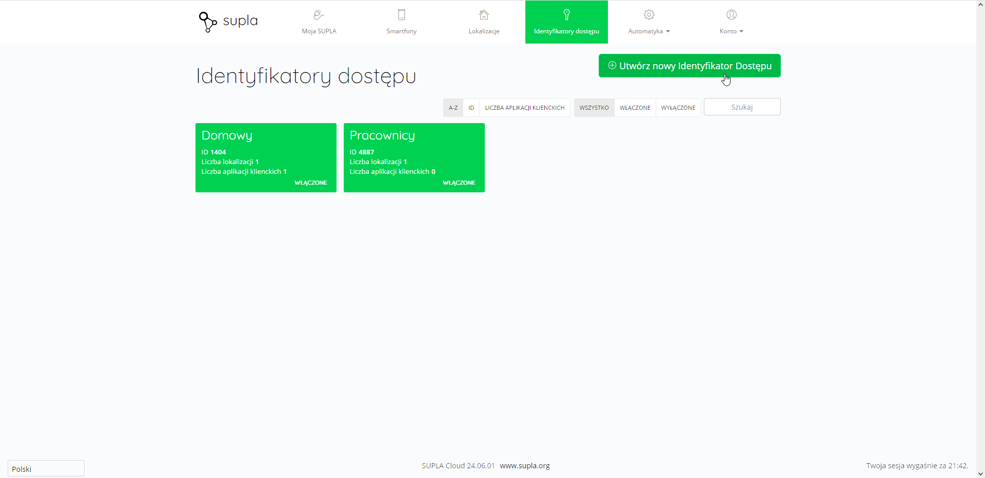 Utwórz nowy identyfikator dostępu